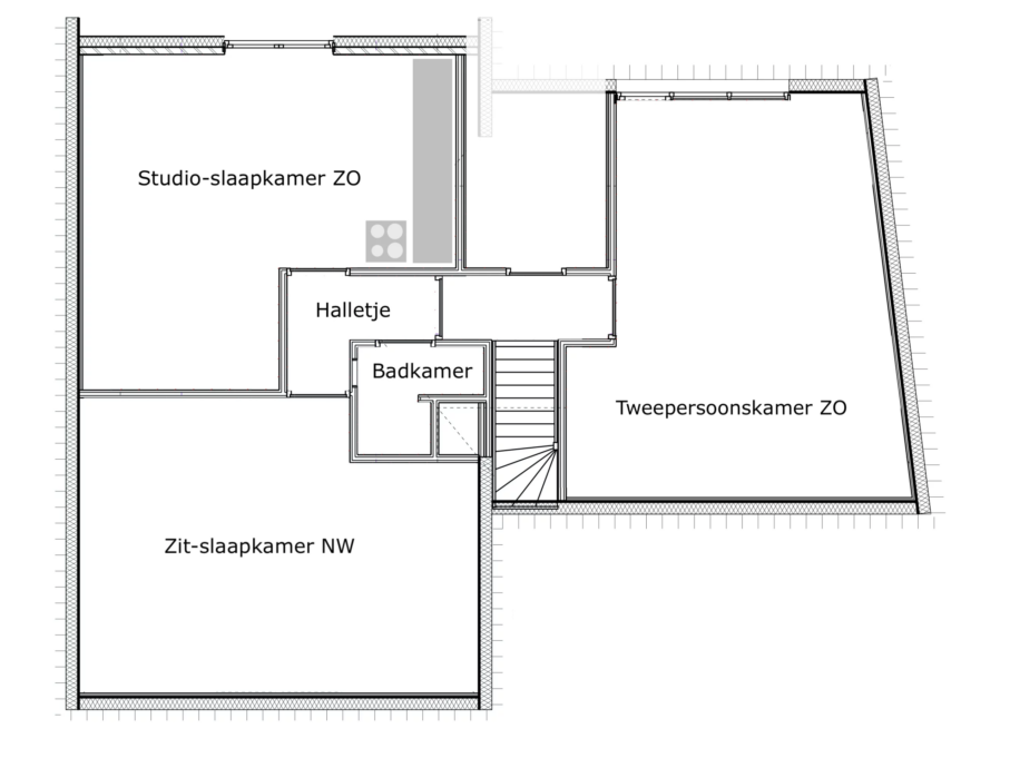 plattegrond 3 kamer appartement 64 m2